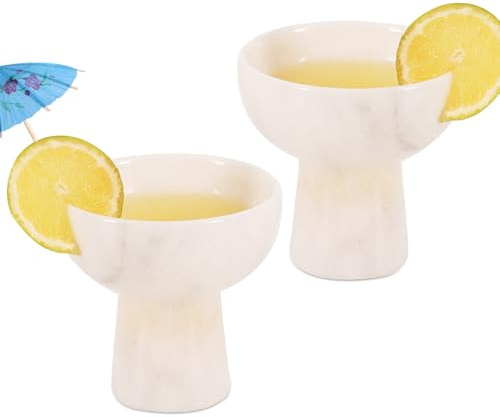 Radicaln Verres à margarita en marbre 4 pouces, verres à champagne blancs faits à la main, ensemble de verres à cocktail et à martini idéaux pour la verrerie de cuisine