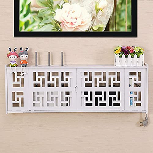 FGDIUCVN Floating Shelves Solid Wood Partition/Wallmounted Tv Cabinet/WiFi Router Rack/Storage Rack for Tv Components/Media Console/Cable Box/Router/Remote/DVD Player/Game Console/Tv Shelf/Living ro,