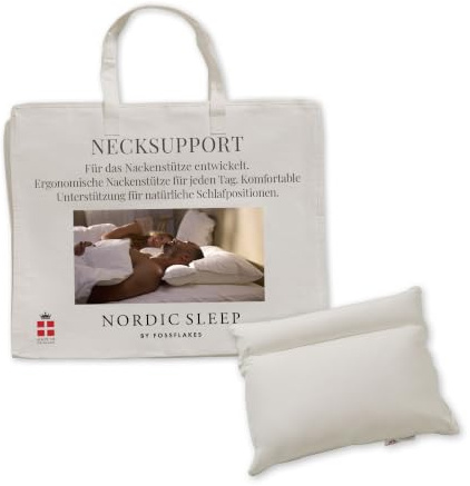 FOSSFLAKES Neck Support Pillow for Side Sleepers with Cover - Ergonomic Pillow, Down Alternate Filling | 23.6 x 24.8 Inches (60 x 63 cm)