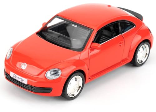 2012 Volkswagen Käfer Spielzeugauto, Modellauto im Maßstab 1:36 aus Aluminium, geeignet für Spielzeugsammlung, Automodell mit Pull Back Funktion, Geschenk für Kinder, rot