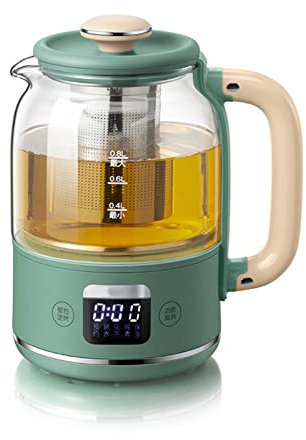 bouilloire électrique. Théière en verre HQuick de 0,8 litre rétro vert, bouilloire portable à contrôle multi-température, 600 W, rendez-vous intelligent pendant 9 heures