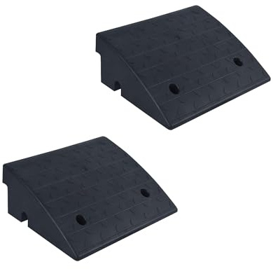 ZincOrange Rampetta Porta Piastra Portatile, Rampa in Gomma per Bordo Stradale ad Alta Capacità con Carico Massimo di 5 Tonnellate per Biciclette, Sedie a Ruote, Veicoli e Moto (17cm H, pezzi, 2)