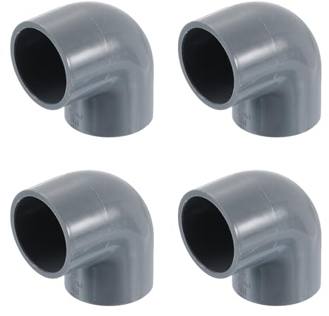 QUARKZMAN 1 Codo de 90 Grados, 4 Piezas de Conexiones de Tubería de PVC Codo de Ángulo Recto de 2 Vías Adaptador de Salida Lateral Acoplamiento Conectores de PVC, Gris