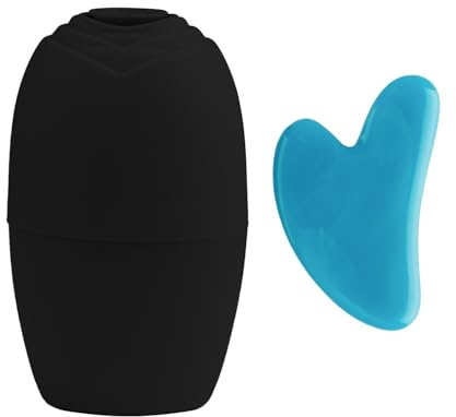 Bojueshaw 2PCS Facial Ice Roller Silicone Face Massager – Reusable Cooling Tool for Skincare, Puffiness Relief & Pore Minimising(Black)