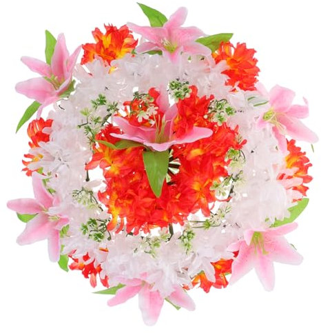 QUMIIRITY Couronne Funéraire Artificielle Décorative De 30 Cm en Fleurs Synthétiques Roses Clair, Robuste Entretien, pour Commémoration Et Décoration De Tombe