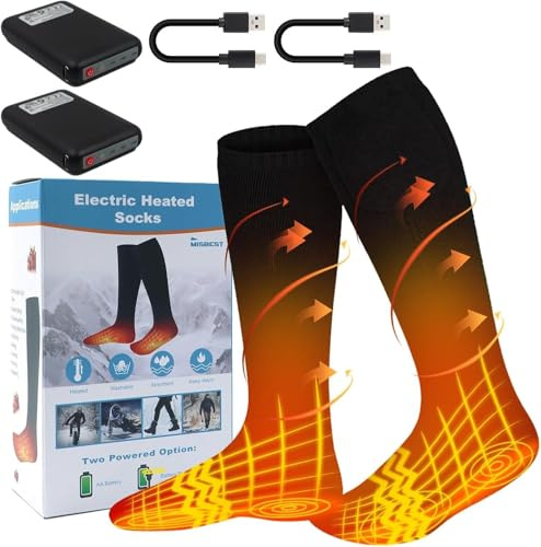 Electric Heated Socks,Rechargeable 6000mAh Battery Heating Sox for Men & Women - 3 Heating Levels Washable Thermal Foot Warmers for Outdoor Sports (Black rechargeable socks)