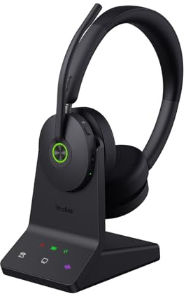 Yealink WH68 ANC DECT Wireless Headset with Microphone, 4X AI Noise Cancelling Mic,606 ft Range On Ear Work Headsets,32H Talk Time, UC Bluetooth Headsets for Work, Computer Desk Phone