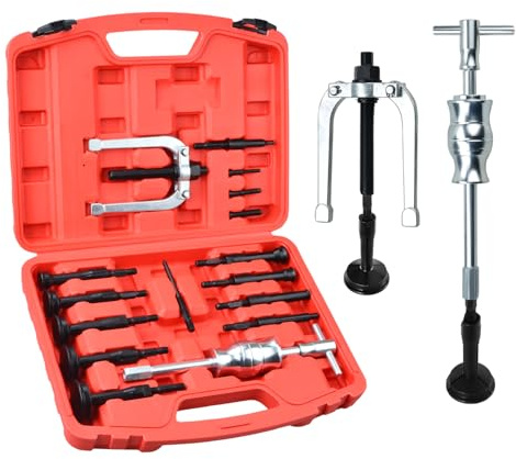 Zoomtools 16-teilige Lagerabzieher Innenlager Abzieher Set,8-58mm Innenabzieher Lager,Grundloch Lagerabzieher Werkzeug,Kugellager lagerabzieher innen mit Gleithammer Satz für Auto Motorrad