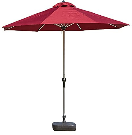 QUSYZD Garden Parasol,Free Standing Parasol with Base, 270cm Waterproof with 8 Sturdy Ribs Small Parasol for Lawn Deck Patio and Balcony,Red