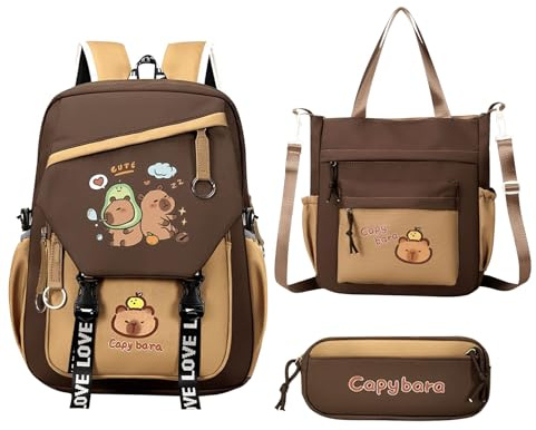 Générique Kit Sac À Dos Capybara,Set De Papeterie Mignon Capybara pour - Cartable Léger Fournitures Scolaires pour Enfant École Voyage Vacances Quotidien