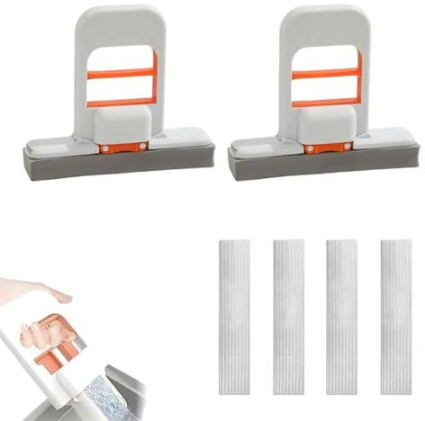 2 Mini trapeador de escritorio plegable con 4 esponjas de repuesto. Trapeadores húmedos y secos autolimpiables para espacios pequeños. Trapeadores de esponja manos libres para platos de cocina y baño