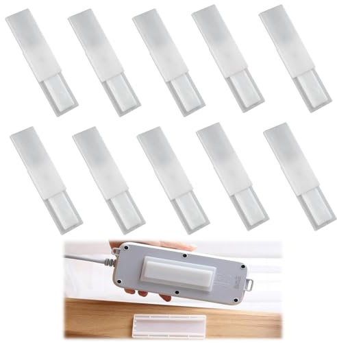 10 Pcs Power Strip Adhesive Punch-Free Socket Holder Cable Organizer Desktop Mounted Fixator Power Strip Management for Kitchen Home Office WiFi Remote Control Router Computer