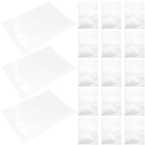 ORFOFE 40 Unidades Álbum de Sellos Páginas Transparentes Lado para Almacenamiento Seguro Hojas Sueltas Claras para Álbumes de Colección y Archivadores de Anillas Compatible con