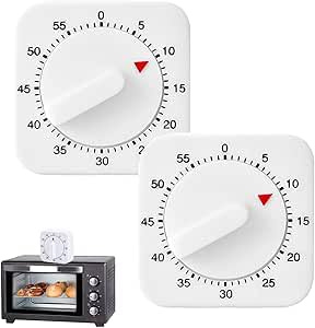 2er-Pack Eieruhr mechanisch, Kurzzeitwecker Küche, Eieruhren, 60-Minuten-Küchenuhr-Timer mit lautem Alarm, Zeitmanagement-Tool für Küche, Backen, Kochen (weiß)