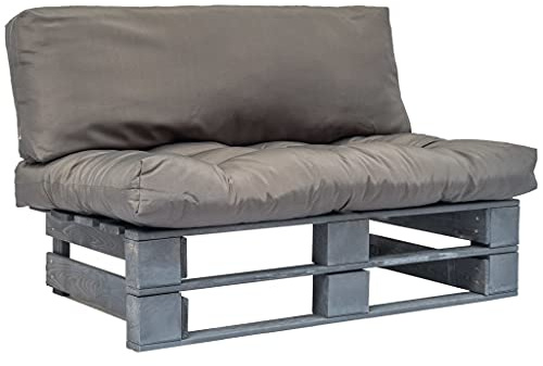 Bucmath Outdoor-Sofa Paletten mit Kissen, Grau, imprägniertes Kiefernholz, 110x66x65cm, 2-Sitzer Loungesofa, für Garten, Terrasse, Wohnzimmer, Bequeme Sitzgelegenheit