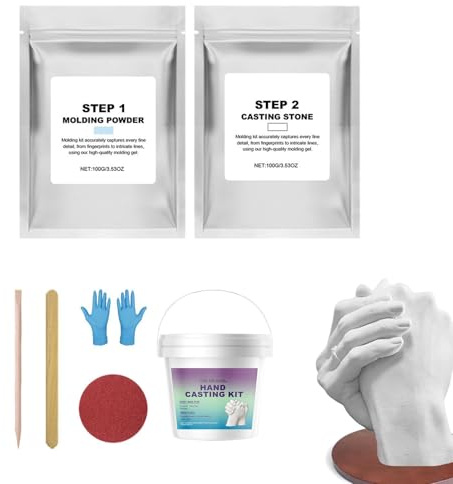 Generico Kit di per Mani per Coppie - Set per Fusione A Mano 3D Fai-da-Te, Scultura per Mano | Romantico Artigianale di Ricordi, Kit di Memoria per Modellare Il Gesso per Il Regalo di Compleanno