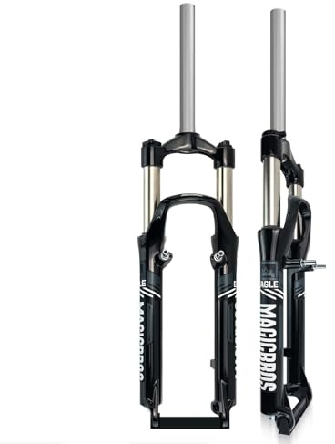 NIKANXIA Forcella a Molla MTB da 26 Pollici, Tubo Dritto da 1-1/8, Escursione da 110 mm, Freno a Disco e Freno a V, Perno QR 9x100 mm, Blocco Meccanico Manuale(Black Gray)