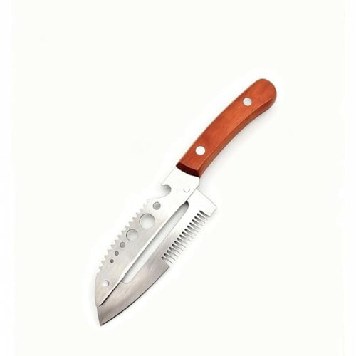 Pelador de verduras multifuncional con mango de madera, pelador de verduras 5 en 1 con trituradora de cebolletas y abridor de botellas, pelador de cocina de acero inoxidable para frutas, calabaza
