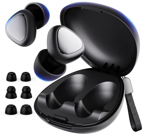 Noise Cancelling Ear Plugs for Sleep, Reusable Silicone Earplugs with 6 Eartips & Carry Case, 45db Sound Reduction for Travel, Concerts, Hearing Protection, Black