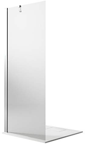 Parete doccia Walk In 56CM H190 Vetro Trasparente con Trattamento Anticalcare mod. Flip