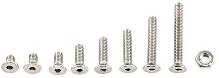 300pcs M2.5 Schrauben A2 Edelstahl Sechskantschraube Schraube mit Sechskantmuttern Sortiment Vollgewinde Normallack(Typ C: Flachkopf)