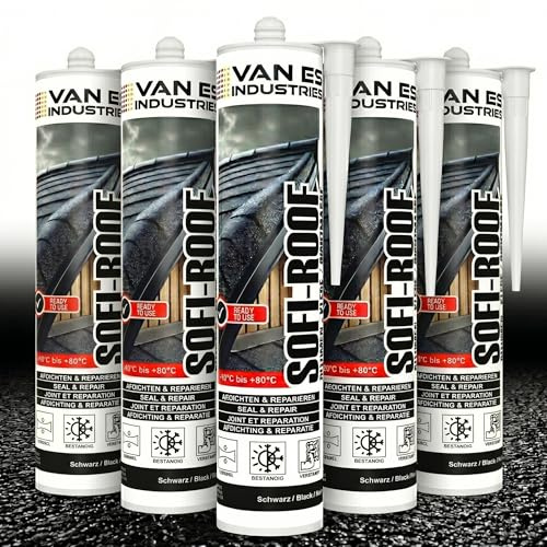 5 x PROFI Dach Dicht Reparatur Bitumenkleber Kaltkleber Dichtstoff Bitumendichter Dichtmasse schwarz Kartusche 300 ml