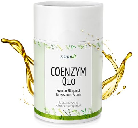 Sanuvit Coenzym Q10 Premium (Ubiquinol) 60 Kapseln - Reinstoffprodukt direkt vom Hersteller (hypoallergene Manufaktur)