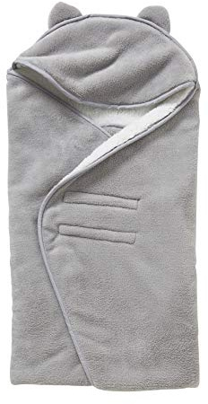 Vertbaudet Einschlagdecke für Babyschale, Mikrofaser/Fleece weiß/grau ONE Size