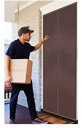 Flei Vorhang insektenschutz Magnet 120x215cm, Panel Isolierung Thermovorhang, Magnetische Adsorption, Auto Schließen Winddicht Geräuschisolierung Wasserdicht, für Türen/Patio - Braun