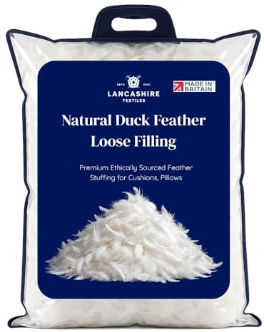 Lancashire Textiles 3KG Ethically Sourced Real Natural Duck Feather Loose Filling | Ideal For Toy Stuffing, Cushions, Sofas and Crafts. | 5-6cm Length Loose Washed