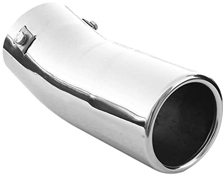 Auspuffblende Gebogen Endrohr Edelstahl Auto Endrohrblenden Auspuffendrohr Auspuffrohr Tuning Universell Schalldampf Blende Sport Rund Chrom Auspuffspitzen 71 mm