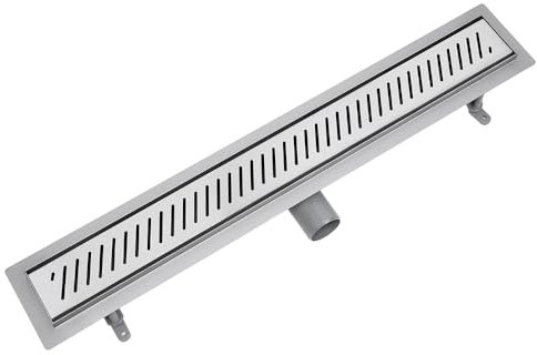 Vogi Duschrinne 50 cm, Rigo-Rost, Edelstahl AISI 304, Siphon Ø50, Haarsieb