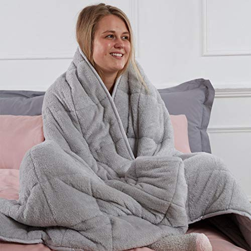 Brentfords Gewichtsdecke 4 kg Superweiche Teddy Fleece Decke 125 x 150 cm Silbergrau Schwere Decke zum Schlafen (Haftungsausschluss: Nur für Kinder ab 3 Jahren geeignet)