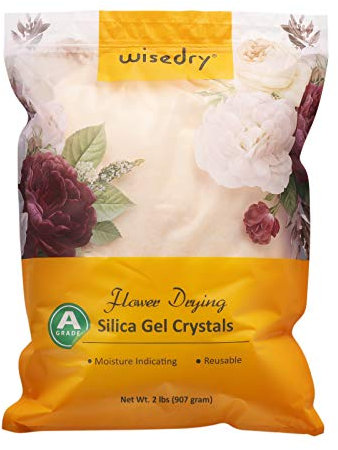 wisedry Silica Gel Blumen Trocknen 2 LBS (0,9 kg), Feinen Kristallen, Kieselgel zum Trocknen von Blumen, Wiederverwendbares Silica Gel Blumenschutzmittel mit Indikator