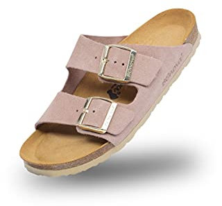 BOnova Schwanberg Velours-Leder. Echtleder Pantolette für Damen und Herren in 6 Farben. Hochwertiger Wildlederschuh mit erstklassigem Fußbett nude 41