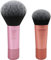 Real Techniques Base y colorete Mini Brush Duo, tamaño de viaje, para colorete suelto y base líquida, juego de 2 piezas