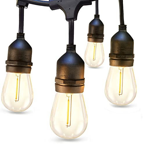 addlon LED Outdoor String Lights 24FT with Edison Vintage Shatterproof Bulbs and Commercial Grade Weatherproof Strand - ETL Listed Heavy-Duty Decorative Cafe, Patio, Market Light