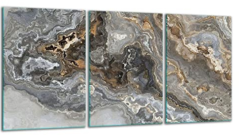 TMK ArtDeko Herdabdeckplatte 3 Teilig 3x30x52 cm - Spritzschutz Herdabdeckung – Herdschutz aus Sicherheitsglas – Robust, Hygienisch & Rutschfest– Schutz für Induktion, Ceran, Gas & Elektro
