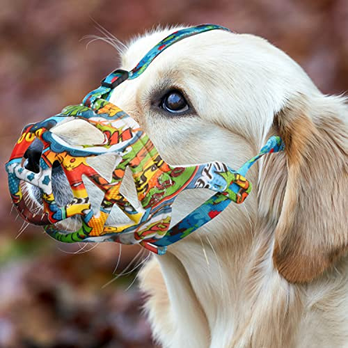 Maulkorb für Hunde, bedruckter Korb, Maulkorb für kleine, mittelgroße und große Hunde, Dackel, Beagle, Deutscher Schäferhund, atmungsaktive HaustierMaulkörbe, um Beißen, Kauen, Schärfen zu verhindern