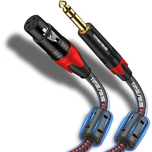 TIMEYES 1/4'' TRS to XLR Female Cord 1M, 6.5mm to XLR 3-Pin Female Microphone Cable, XLR to 6.35mm TRS Jack Stereo Instrument Cord, Balanced Quarter Inch TRS to XLR Plug Mic Cable 1/4 Inch to XLR 3FT
