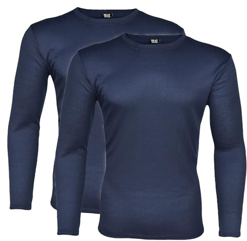 BestSale247 Termoundertröja för män (2-pack) med innerfleece varma vinterunderkläder, skidunderkläder bomull, blå, XXL