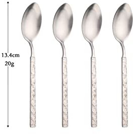 Set di posate Matte Kitchen Stoviglie vintage Set di stoviglie in acciaio inossidabile 304 Coltello Forchetta Cucchiaino Posate Set di posate Posate per feste Acciaio inossidabile (4 cucchiaini da tè)
