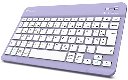 FINTIE Ultradünn Bluetooth Tastatur mit deutschem Layout QWERTZ, Violett | Tragbare kabellose Bluetooth-Tastatur für iPad (Air/Pro/Mini), iPad 11/10.9/10.2/9.7 Zoll, iPhone & Android-Geräte