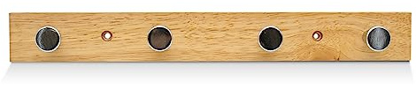 DOJA Barcelona | Wandhaken rechteckig | 320 x 40 mm | 4 Garderobenhaken | Farbe Holz | Hakenleiste Heim & Büro | Garderobenleiste zum Aufhängen von Taschen, Handtüchern, Jacken, Mäntel