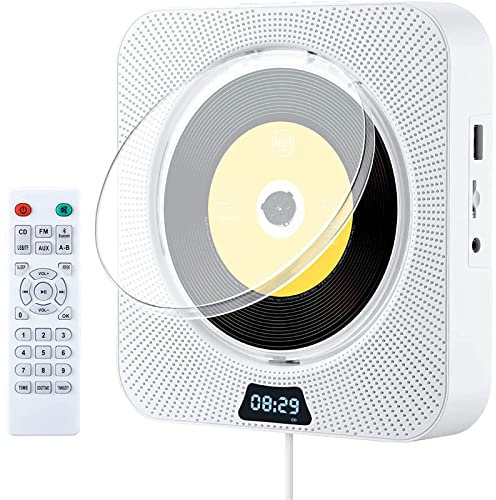 Retro Radio,Portable CD Player with Bluetooth, Desk Stand, with Bluetooth Wall Mountable Built-in HiFi Speakers, LCD Display MP3 Headphone with Pulling-Switch Input/Outpu