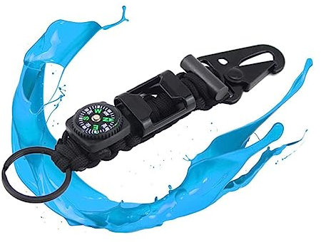 Toddmomy 1stücke Schlüsselanhänger Mit Geflochtenem Lanyard Und Karabinerhaken Multifunktional Für Outdoor-camping Wandern Rucksack Schwarz Mit Kompass Und Feuerstarter