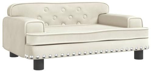 vidaXL Hundebett, Hundekissen mit weicher Polsterung, Hundesofa Hundecouch für kleine Hunde Haustiere, Haustierbett Katzenbett, Creme Samt