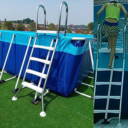 BOTOWI 4 Stufen Poolleiter Belastung 500 Lb Leiter Für Oberirdische Unterflur-Poolleiter Aus Edelstahl Mit Extra Großen, Rutschfesten Stufenstufen