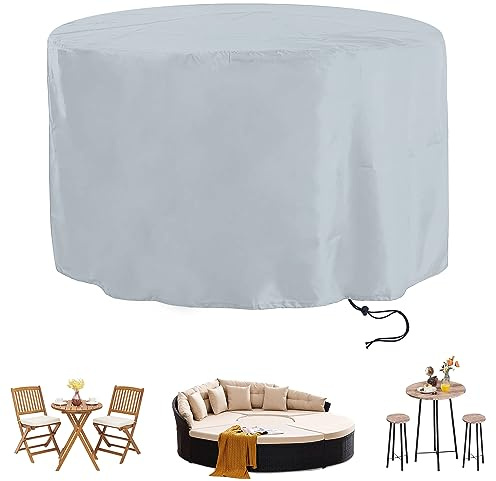 Housse de Protection pour Meubles de Jardin Ronde - 420D Oxford, Imperméable, Coupe-Vent, Anti-UV - 60x40cm, Gris