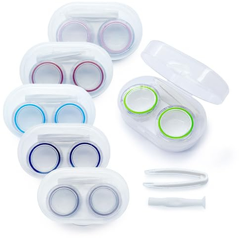 LCFALO 6 Pack Pack Contact Lens Case, Contact Lens Cases Travel Kit Portable Outdoor Storage Kit Contact Lens Case for Travel&Home clear bulk organizer cases with stick tool set